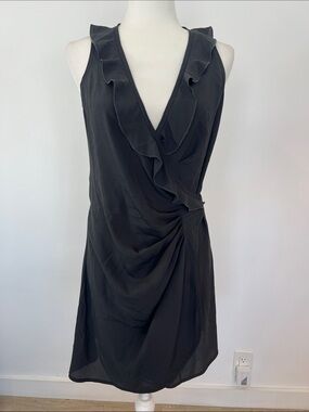 Fate Charcoal Ruffle Wrap Dress - Unbranded